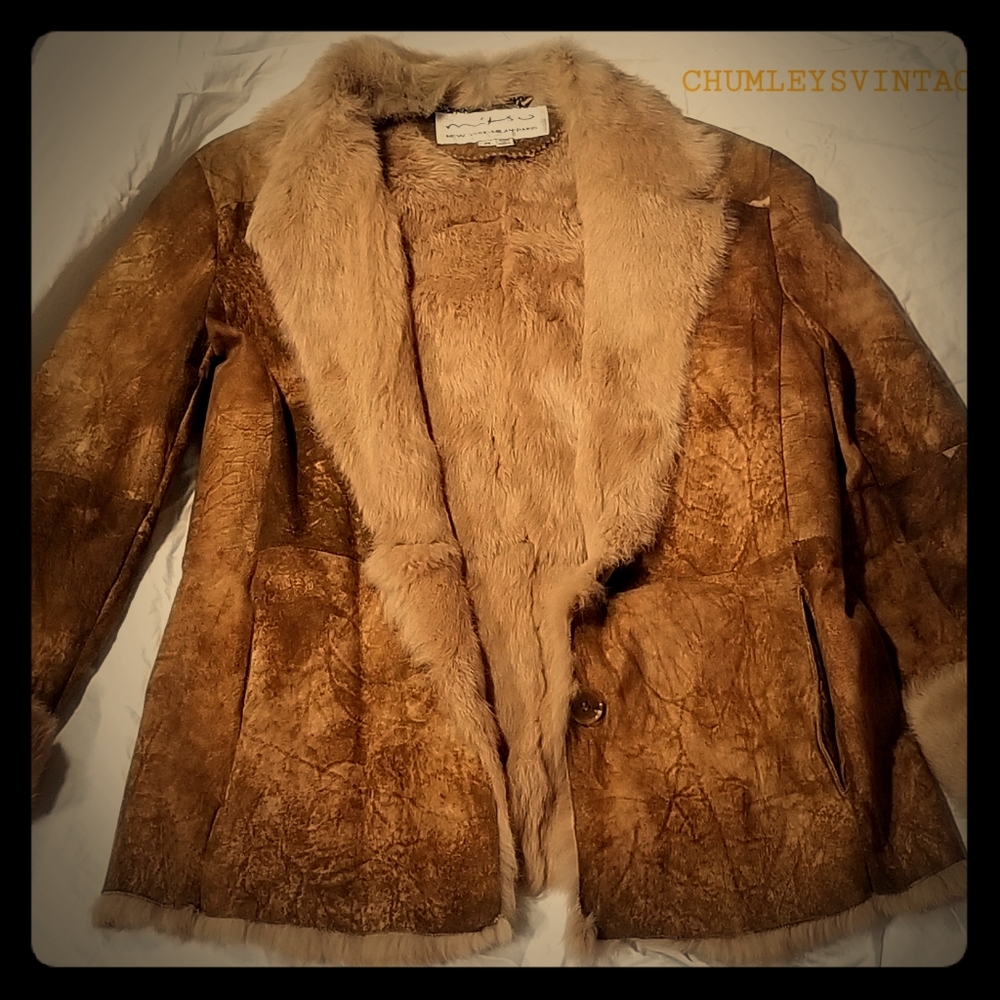 Mistu Newyork Real Leather & Fur Coat sz M